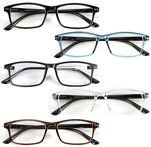 Ruosyling 5 Опаковки Очила за четене, Блокиране на Синята Светлина, за Мъже, 5 Чифта Очила Компютър, Антибликовые Четци