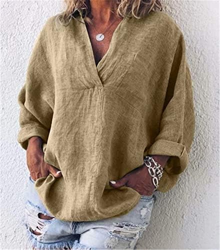 Женска тениска Andongnywell с V-образно деколте, Ежедневни Блузи, широки Ризи, Туника с ръкав Прилеп, Пуловери, Ризи,