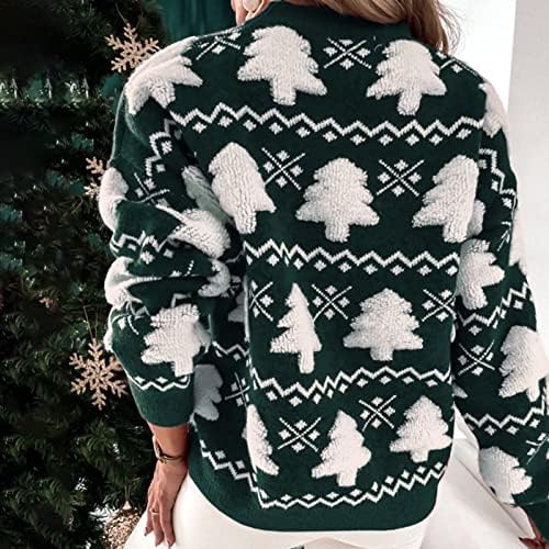 Дамски Коледни Пуловери за Мъже, Модерен Пуловер с Снеговиком, Пуловер с кръгло деколте във формата на Снежинки