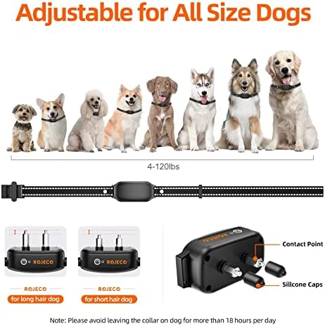 Нашийник за кучета ROJECO, Водоустойчив нашийник за дресура на кучета IPX7 с дистанционно управление 3300 фута, Акумулаторна батерия нашийник за големи, Средни и малки ку?