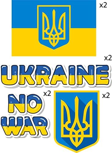 Винилови стикери с Флага на Украйна Комплект от 8 - Стикери Украйна без война - Стикер за лаптоп на стопанските Украйна