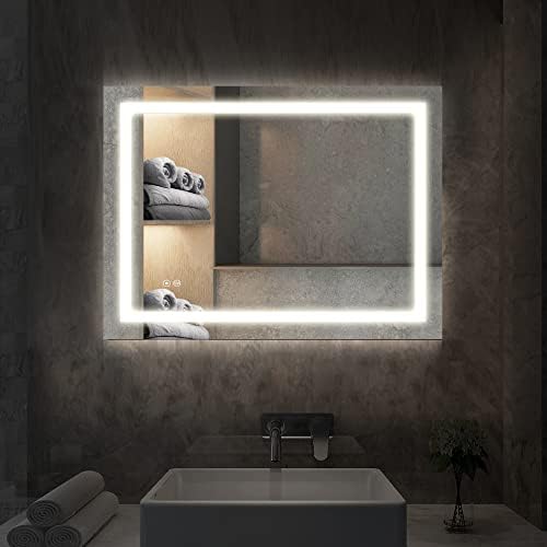 огледало за тоалетка маса illucid с Осветление, Монтиране, 24x18 инча, Слаби и Дефоггер, Кристално Чисто и Небьющееся