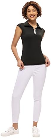Дамски ризи Топка за голф Без ръкави С яка с цип UPF 50 + Тенис Фланелка Леки, бързо съхнещи Върховете