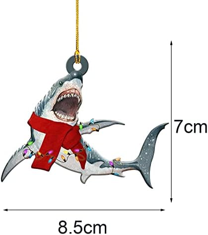 XIOS 2022 Коледна Украса Дървена Окачване Акули насладете се на Коледната Атмосфера Елха Домашни Коледни Украси и Garland (D, Един размер)