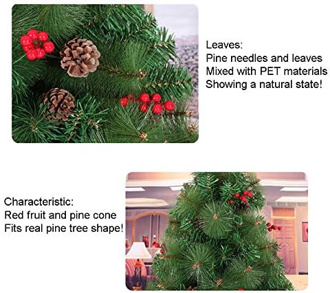 Неосвещенная Коледно дърво с височина 6,8 метра с борови шишками и плодове, Изкуствена Коледна Елха Премиум-клас от Бор на Панти с лека събрание, Сгъваема Метална по?