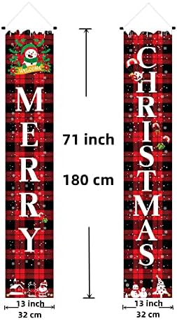 ORANMECCI Забавни Коледни Декорации Банер, Коледна Знак на Верандата В Червената Клетка от Бъфало, Висящ Банер за Вътрешна