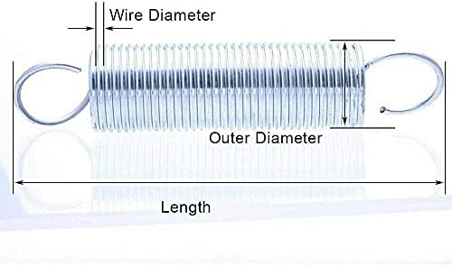 Система за компресиране на NIANXINN Диаметър на жицата 1 мм, бяло Поцинкована Външен диаметър 7 мм, Пружина напрежение с кука, дължина удлинительной система 20-60 мм, пружи