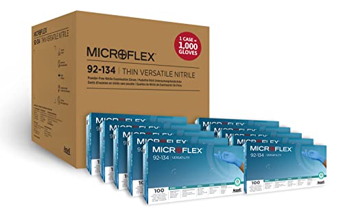 За еднократна употреба Нитриловые ръкавици Microflex 92-134 без прах за почистване с Текстурированными с върховете на пръстите си - Големи, сини (в опаковка от 1000 броя)