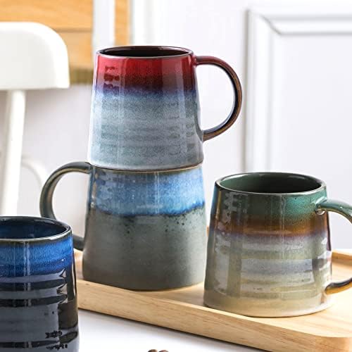 Големи Керамични чаши за Кафе HYTYSKAR, Керамична Чаша за ръчно изработени Чаши Чай с дръжка за офиса и дома, 16 унции, Може да се мие в миялна машина и микровълнова печка