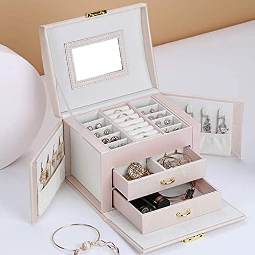 Ковчег за Бижута, в ковчег от изкуствени перли, кадифе с ключалка, Многофункционална Кутия За Съхранение с Голям Капацитет,
