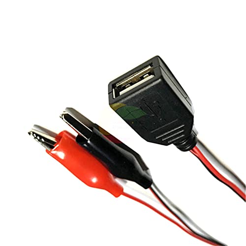 USB към Червено и Черно Зажиму Тестова линия хранене DIY Малък Крокодил Тест скоба за USB-адаптер (женски) Дължина на захранващия кабел 58 см