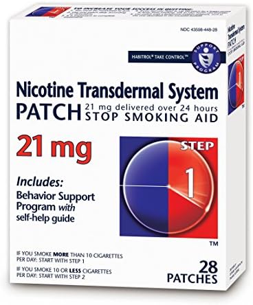 Трансдермален никотин системен помощ Habitrol | Средство за отказване на цигарите | Стъпка 1 (21 mg) | 28 band-спин (комплект 4 седмици)