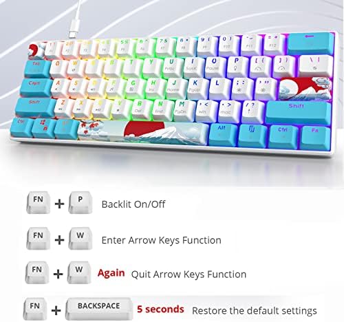 Ussixchare 60% Клавиатура Ръчна RGB Жичен 60% От Детска Клавиатура Син цвят с клавишными капачки с подсветка от PBT за