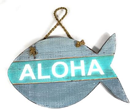 Плажен знак Tikimaster Aloha Риба на дървени дъски 13 X 8 | #nik3219