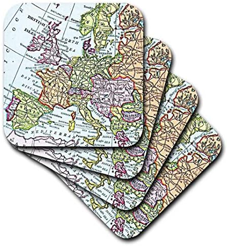 3dRose CST_112938_4 Реколта Европейската карта на Западна Европа-Великобритания, Франция, Испания, Италия и т.н.-Поставка