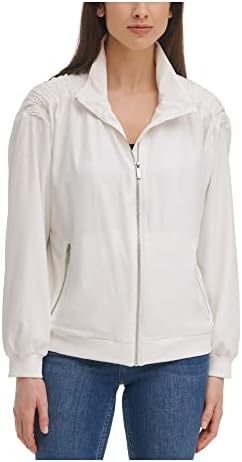 Дамски бял яке Calvin Klein с еластични джобове, яке с цип M