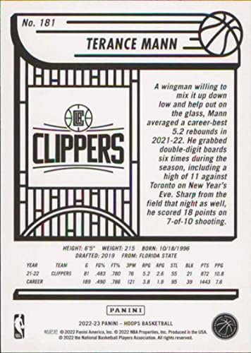 2022-23 Обръчи Панини НБА #181 Терънс Ман Ню Йорк-Търговска картичка баскетбол Лос Анджелис Клипърс в НБА
