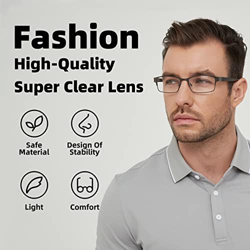 Autojouls 5-Pack Очила за Четене за Мъже и Жени, Метални Очила за четене с Пружинным тръба на шарнирна Връзка, Компютърни Очила, Срещу умората на очите /Мигрена