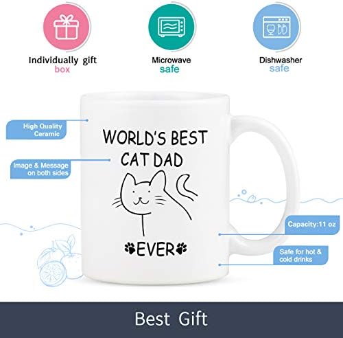 Подарък за татко - най-Добрата в света Чаша за татко-Котка - Чаши за татко-Котка за мъже - Коледен подарък за Деня на