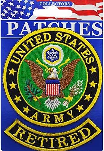 Нашивка с бродерия отставника армия на Съединените Щати, цвят поставили желязо (Две части)
