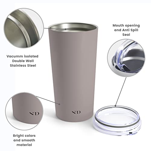 NOBLE DAYS Изолиран чаша 20 мл за еднократна употреба с двойни стени от неръждаема стомана за топла и студена вода, камък,