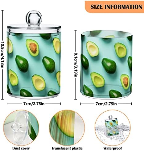 YYZZH Зелен Плод от Авокадо Със сини Модел, 4 опаковка, Притежател на Qtip, Диспенсер за Памучни тампони, Кръгли Тампони,