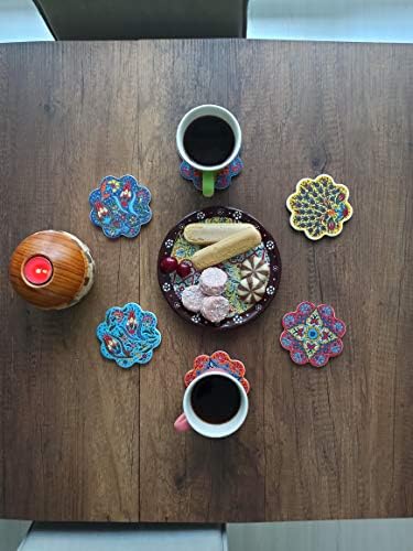 Ayennur Турска Керамична Чиния Абсорбиращи подложки под формата на Ромашек за напитки, декорация на дома, Подарък комплект