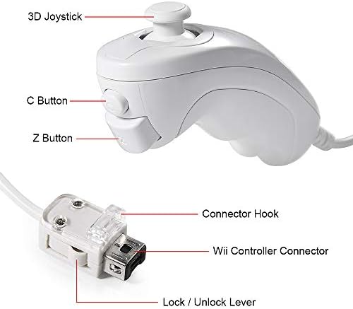 Контролер Wii Nunchuck, MODESLAB 2 комплекта Сменяеми Nunchuk контролери с дистанционно управление Геймпадом, съвместим