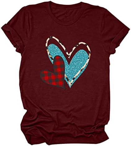 Дамски Блузи с Къс Ръкав В Деня на Св. Валентин, Скъпа Базова Тениска С Принтом на Сърцето, Празнични Тениски, Ежедневни