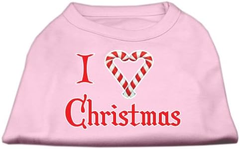 Mirage Pet Products 14-Инчови Тениски с Коледните принтом I Сърце за домашни любимци, Големи, бледо Розово