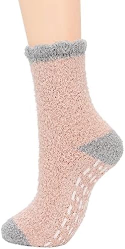 Нескользящие Чорапи Zando, Дамски Топли Пухкави Чорапи за Жени, Болнични Чорапи-Чехли с Упорити Чорапи за Жените, Меки