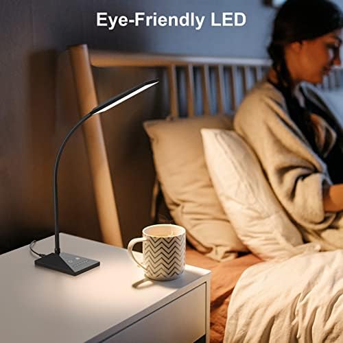 Светодиодна Настолна лампа MONGERY, Настолни лампи за грижа за очите с USB порт за зареждане, 7 Нива на яркост и 5 Цветови режими, докосване и функция памет, Гъвкава лампа ?