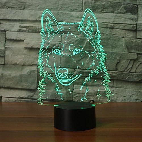 SUPERIORVZND 3D лека нощ с Волчьей Глава, Дистанционно Управление, Сензорен Настолна Лампа, Лампа за Оптични Илюзии,