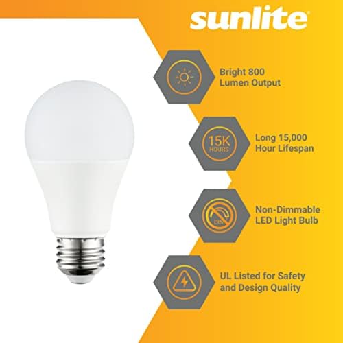 Крушки Sunlite 41816-СУ LED A19, 9 W (еквивалент на 60 W), На 800 Лумена, Средна база (E26), Без регулиране на яркостта,