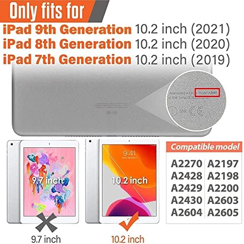 Калъф TIRIN за iPad 9th / 8th / 7th поколение, детски калъф за iPad 10.2 с вграден предпазно фолио, преносим дръжка,