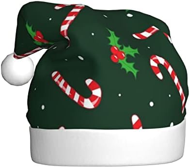 Леденцовый тръстика и Имел. Коледна украса. Коледна шапка, Плюшен Коледна шапка на Дядо Коледа за жени и мъже, на Новост, Коледна празнична коледна облекло за партит