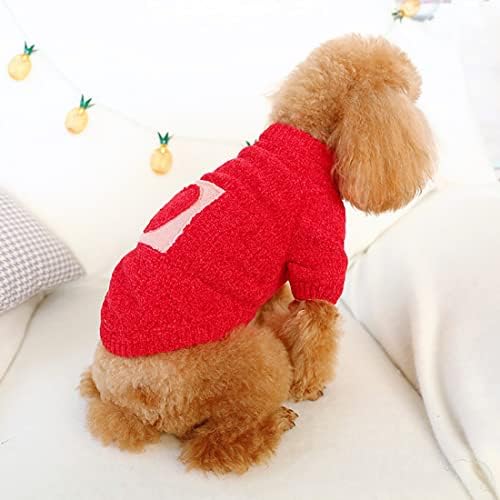 Пуловер за малки и Средни Кучета, Топъл Мек Фланелевый Коледен Пуловер за Кучета във формата на Сърце за вашето Кученце,
