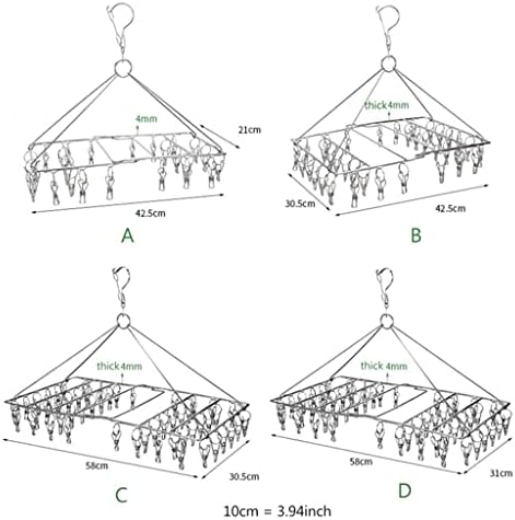 KLHHG 24/36/46/52 Скоби Сгъваема Закачалка за Дрехи, Простор богат на функции за Чорапи, Хавлии, Пелени, Сутиени, бельо (Размер: 24)