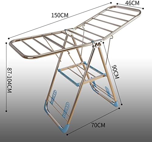Закачалка за сушене на дрехи AZHANGYB, Градинска Простор, Сгъваема Закачалка за дрехи, 2-Ярусная Закачалка, Стойка за сушене на дрехи от Неръждаема Стомана с Две Странич