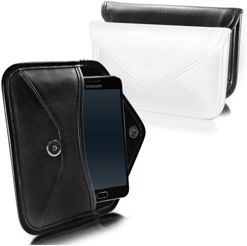 Калъф BoxWave, който е Съвместим с Samsung Galaxy J7 Duo (Case by BoxWave) - Луксозни Кожена чанта-месинджър, дизайн своята практика-плик от изкуствена кожа за Samsung Galaxy J7 Duo - Черно jet black
