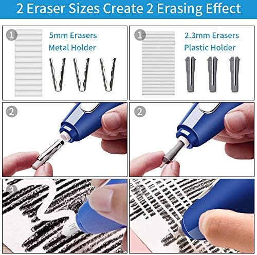 Electric Гума, 140 Пълнителите за Ластика, Електрически Гумичка за Моливи, която се презарежда за художници, Електрически гумички за триене за Чертане, да Скицирате, Живо