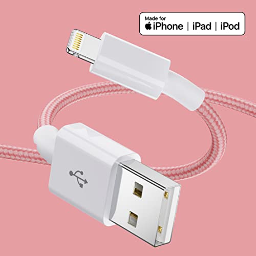 [4 опаковки по 6 метра], 4-цветен кабел Lightning, Кабел за зарядно на iPhone с найлон оплеткой, Сертифициран от Apple