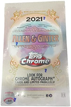 Хромирани бейзболна кутия за хоби Topps Allen и Ginter 2021 (18 палуби / 4 карти: 7 плочки)