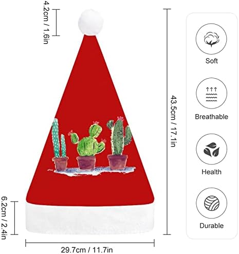 Коледна шапка с акварельным кактусом, шапки на Дядо Коледа, украси за коледната елха, празничен декор, подаръци за възрастни,