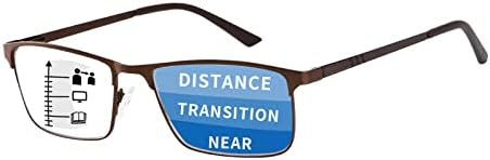 SOVCOD Прогресивно Многофокусные Очила за четене за Мъже, Блокиране на Синя Светлина, Метална Дограма, Пружинни Панти, Мультифокальные Очила за четене