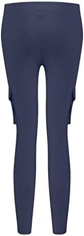 Дамски Панталон с висока талия CHGBMOK, Стегнати Ластични Панталони с джоб с капак, Дамски Панталон-молив, Удобни Спортни