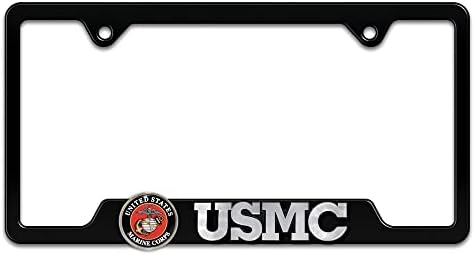 Морска пехота USMC 3D Черна Метална Рамка Регистрационен номер