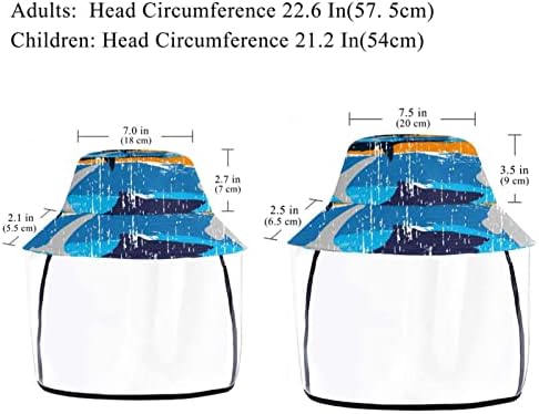 Възрастен Защитна Шапка със Защитна Маска за Лице, Рибарска Шапка Срещу Слънце, Цветни Cartoony Рибено Океана
