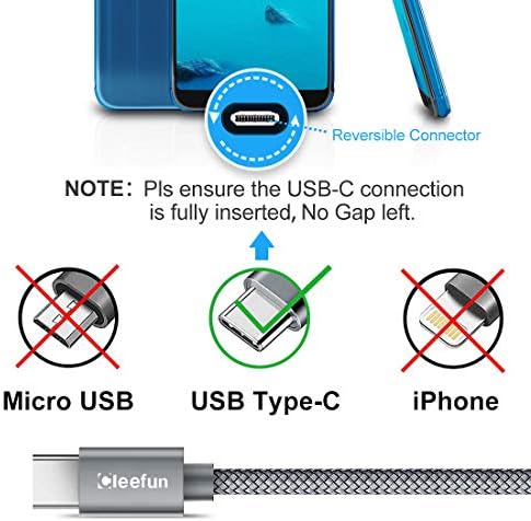 USB кабел C, за бързо зареждане CLEEFUN 5 бр [3/3/6/6/10 фута], кабел за зареждане на зареждащото устройство Type C в найлонов оплетке, съвместим с Samsung Galaxy S20 S10 S10e S8 S9 Plus S9 + S10 +, Note 20 1