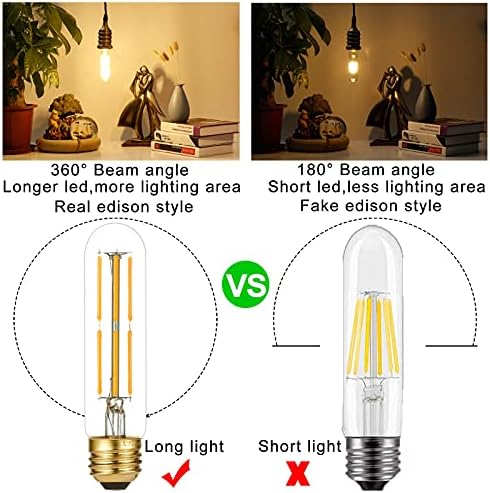 LiteHistory Комплект от led крушки G16.5 4 W = 40 W, лампи E26 Edison 400лм и led лампа T10 6 W = 60 W, Топло Бяла 2700
